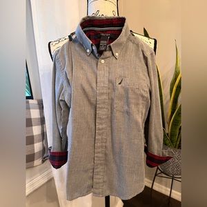 Nautica boys grey dress shirt size 8